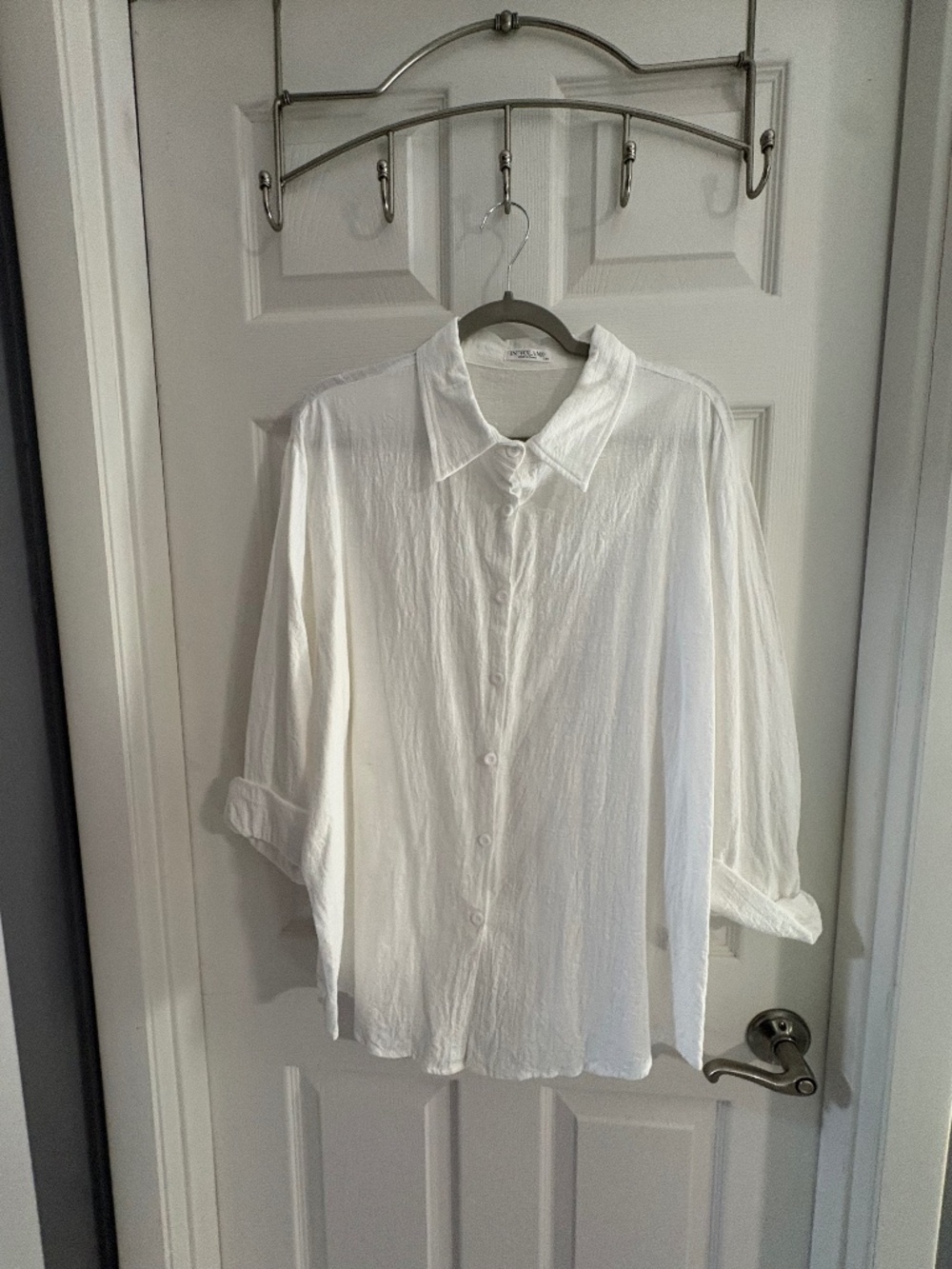 IN’VOLAND White Button Down Shirt Women’s 22W Relaxed Oversized Top